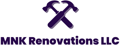 Logo of MNK Renovations LLC with hammers.